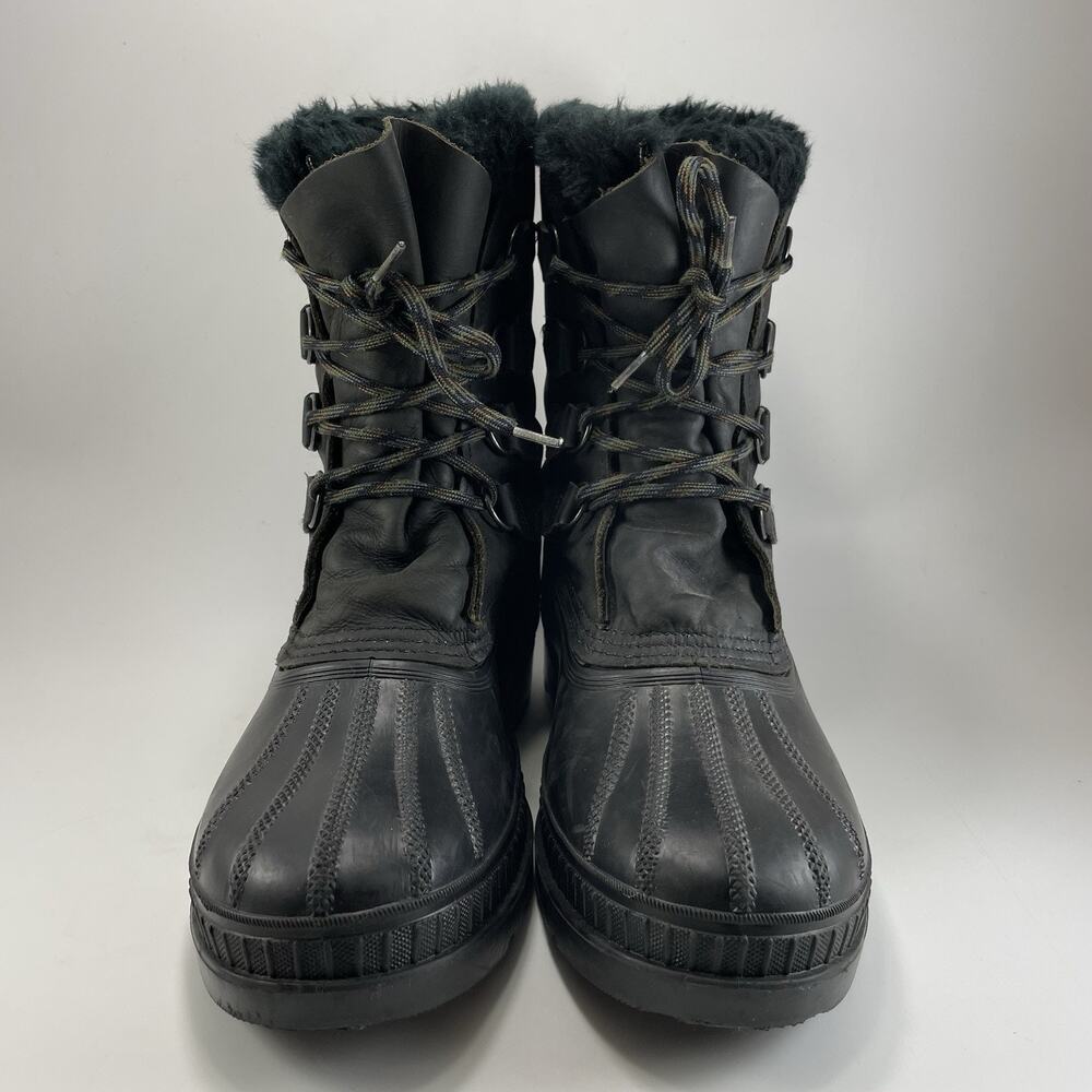 Sorel Caribou Winter Boots Mens Size 10 Waterproof Black Leather Lined Lace Up - Picture 2 of 11